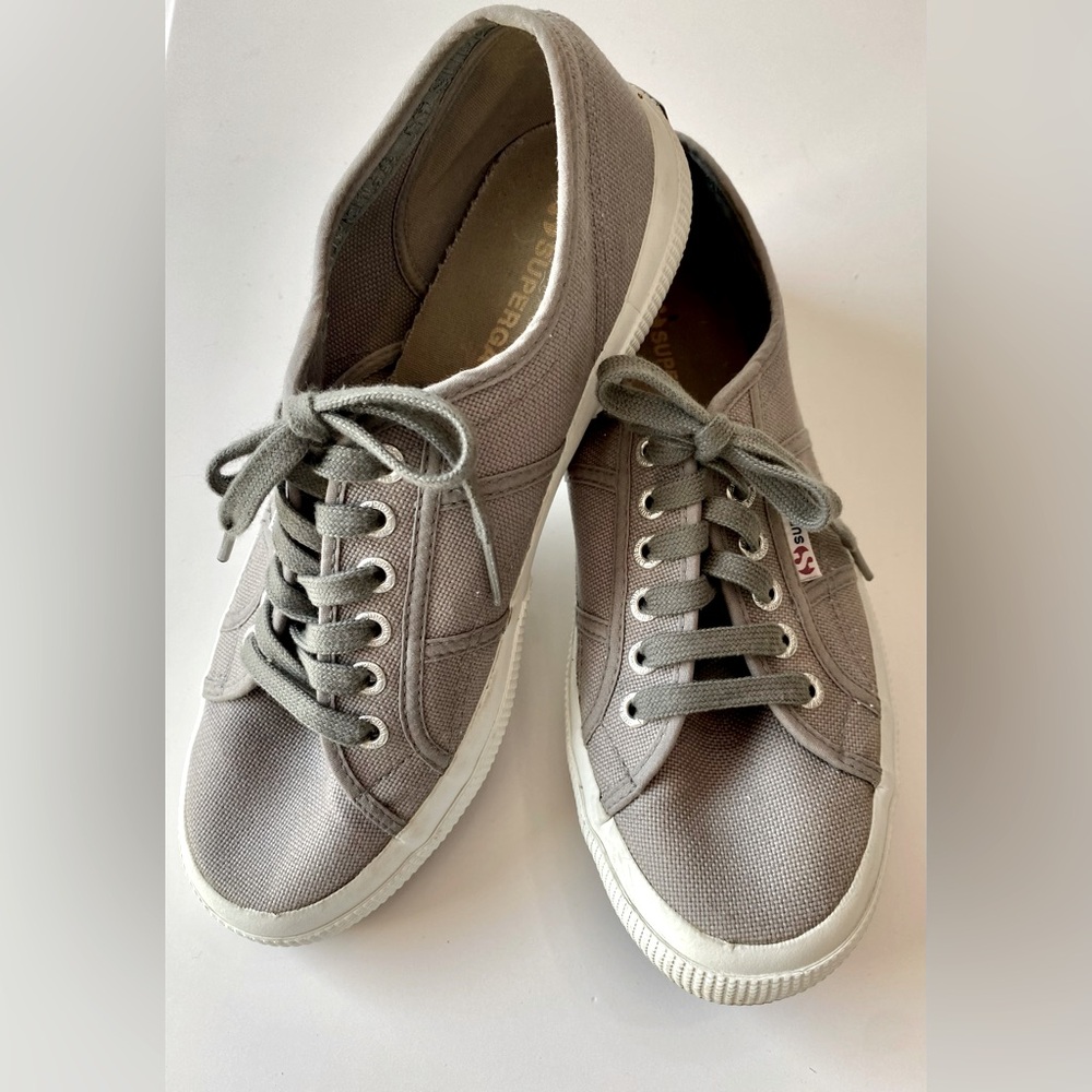 Superga 2750 Cory Classic Women’s Gray Canvas Lace Up & Tie Sneakers Shoes 9 M